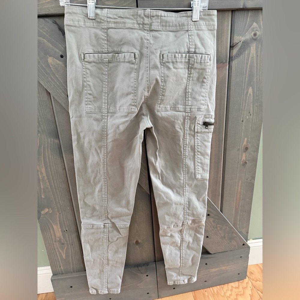 Anthropologie Gray Utility Moto Zipper Ankle Fitted Leg Pants 27 - Picture 2 of 9